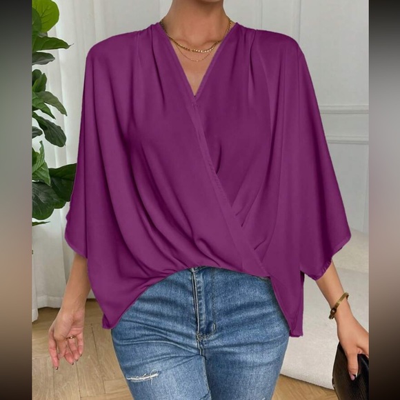 Boho batwing sleeve wrap blouse - Picture 12 of 14